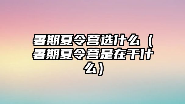 暑期夏令營選什么（暑期夏令營是在干什么）