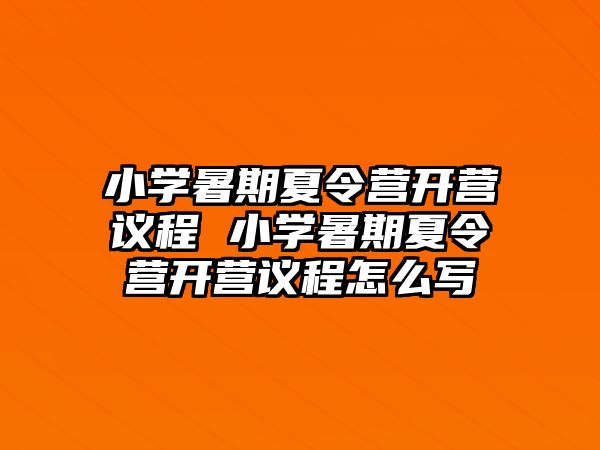 小學(xué)暑期夏令營開營議程 小學(xué)暑期夏令營開營議程怎么寫