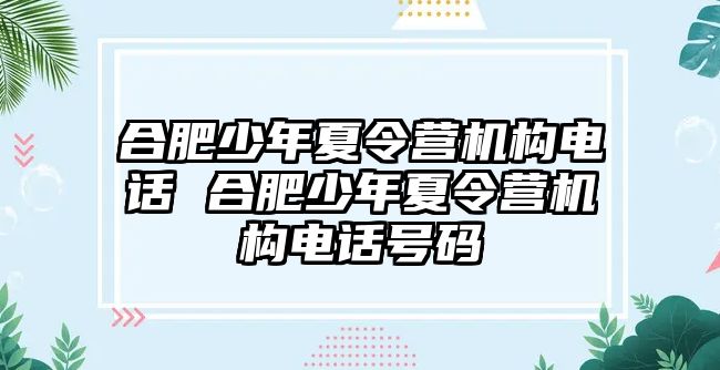 合肥少年夏令營機(jī)構(gòu)電話 合肥少年夏令營機(jī)構(gòu)電話號(hào)碼