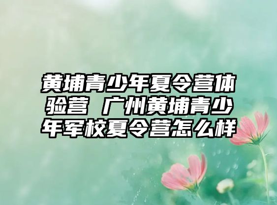 黃埔青少年夏令營體驗營 廣州黃埔青少年軍校夏令營怎么樣