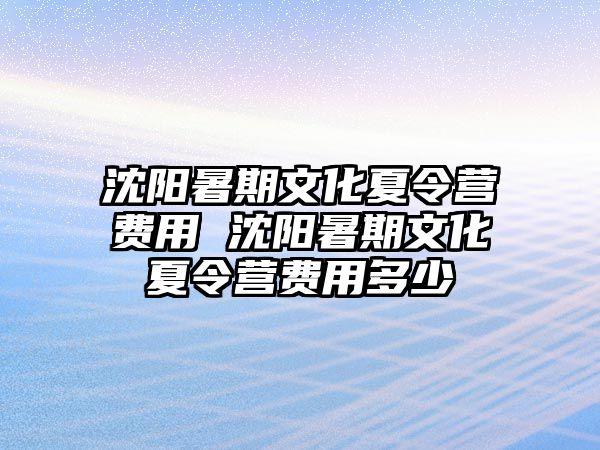 沈陽暑期文化夏令營費用 沈陽暑期文化夏令營費用多少