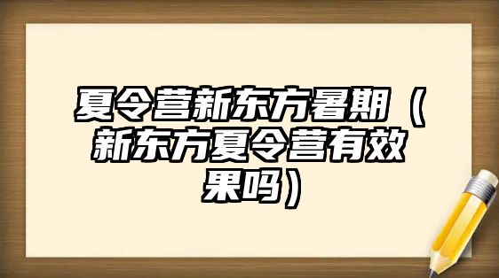 夏令營新東方暑期（新東方夏令營有效果嗎）