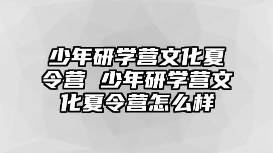 少年研學營文化夏令營 少年研學營文化夏令營怎么樣