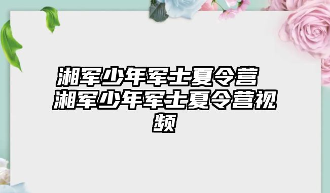 湘軍少年軍士夏令營 湘軍少年軍士夏令營視頻