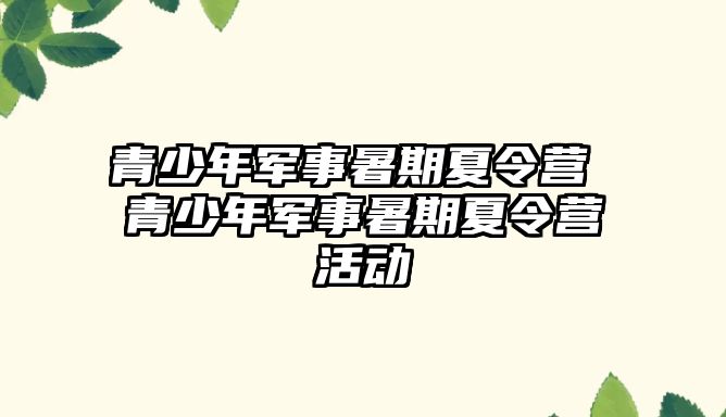 青少年軍事暑期夏令營 青少年軍事暑期夏令營活動