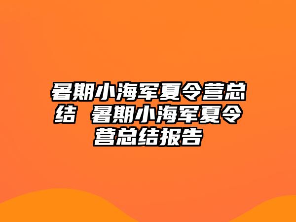 暑期小海軍夏令營總結 暑期小海軍夏令營總結報告