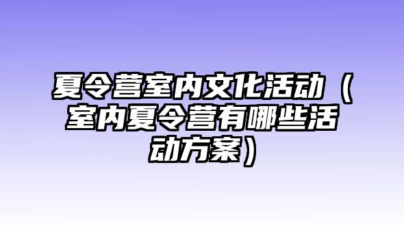 夏令營室內文化活動（室內夏令營有哪些活動方案）