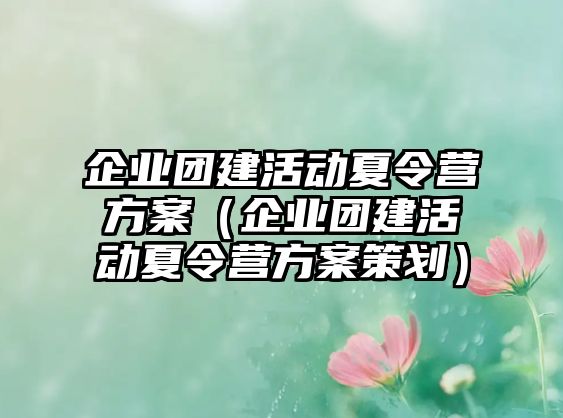 企業(yè)團建活動夏令營方案（企業(yè)團建活動夏令營方案策劃）