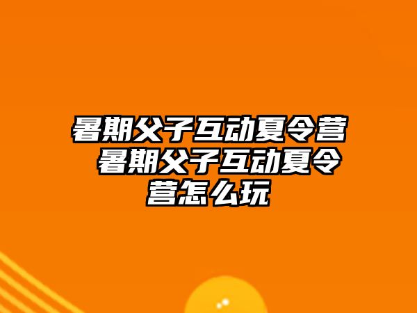 暑期父子互動夏令營 暑期父子互動夏令營怎么玩