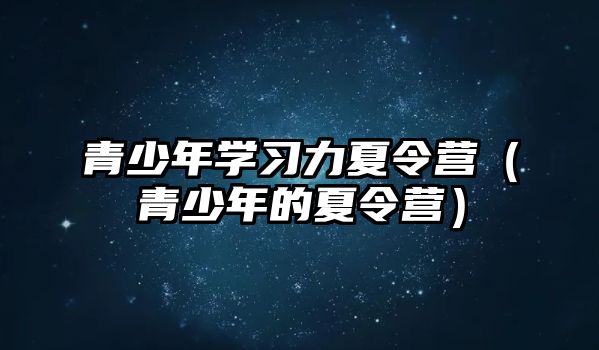 青少年學(xué)習(xí)力夏令營（青少年的夏令營）