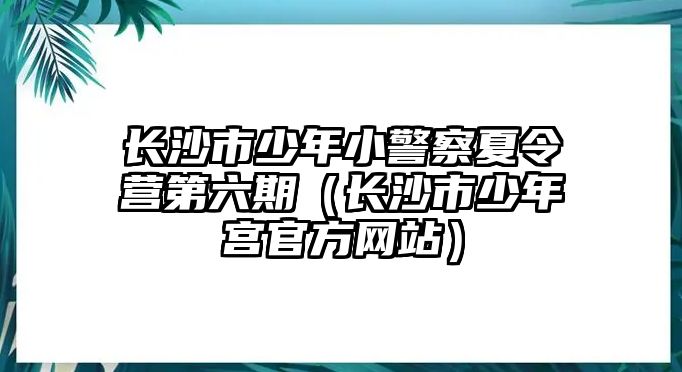 長沙市少年小警察夏令營第六期（長沙市少年宮官方網站）