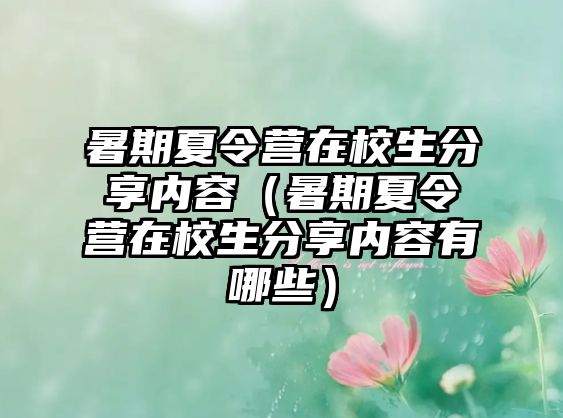 暑期夏令營在校生分享內容（暑期夏令營在校生分享內容有哪些）