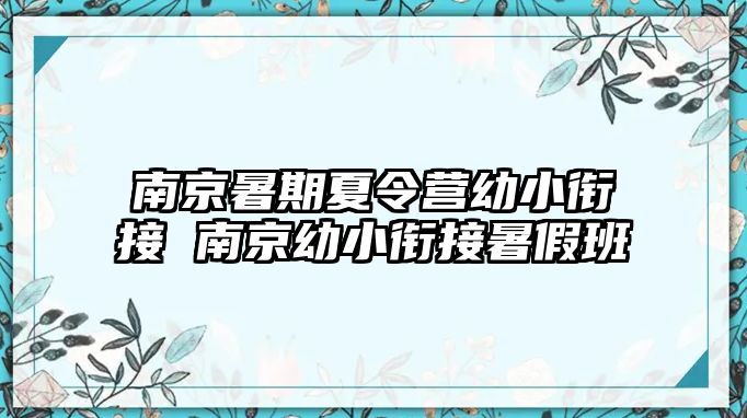 南京暑期夏令營幼小銜接 南京幼小銜接暑假班