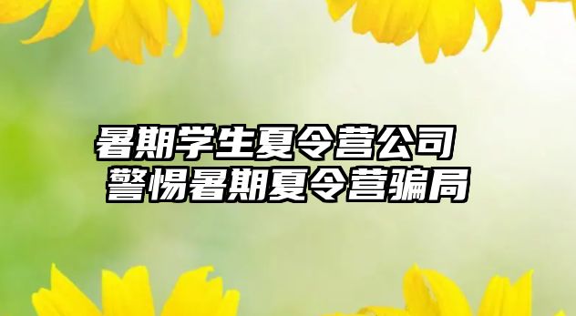 暑期學(xué)生夏令營(yíng)公司 警惕暑期夏令營(yíng)騙局