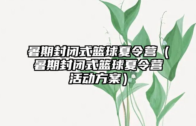 暑期封閉式籃球夏令營（暑期封閉式籃球夏令營活動方案）