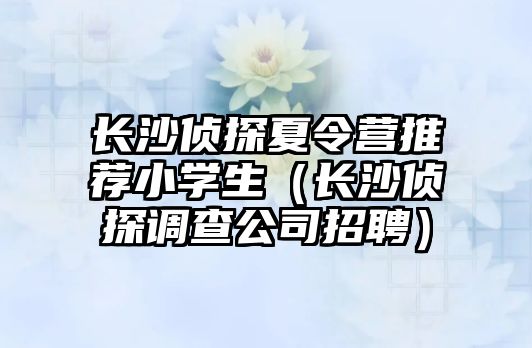 長沙偵探夏令營推薦小學生（長沙偵探調查公司招聘）