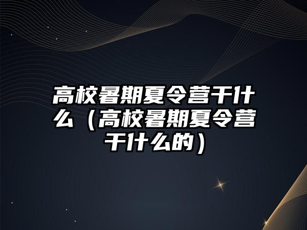 高校暑期夏令營干什么（高校暑期夏令營干什么的）