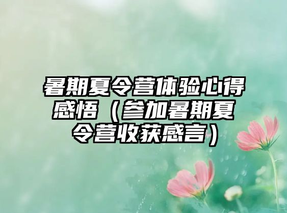 暑期夏令營體驗心得感悟（參加暑期夏令營收獲感言）