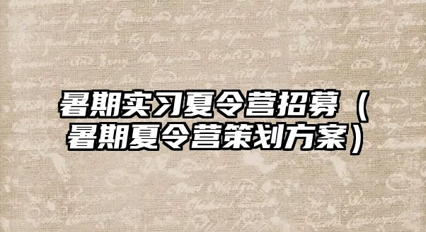 暑期實習夏令營招募（暑期夏令營策劃方案）