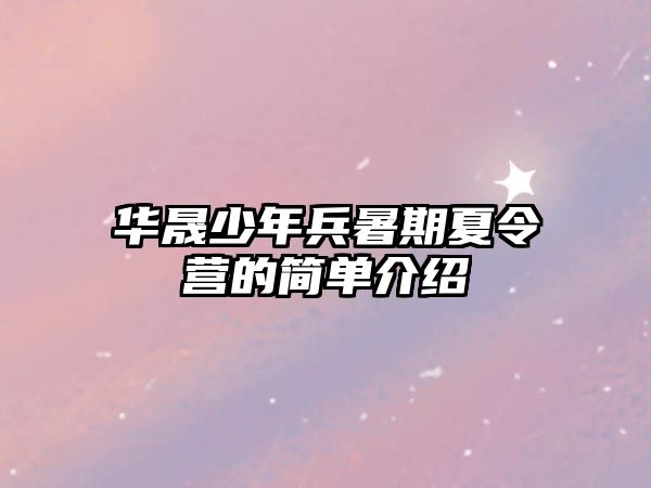 華晟少年兵暑期夏令營的簡單介紹