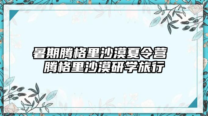 暑期騰格里沙漠夏令營 騰格里沙漠研學旅行