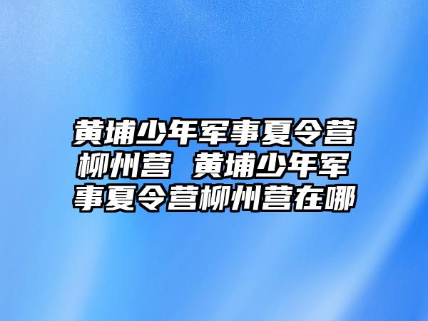 黃埔少年軍事夏令營柳州營 黃埔少年軍事夏令營柳州營在哪