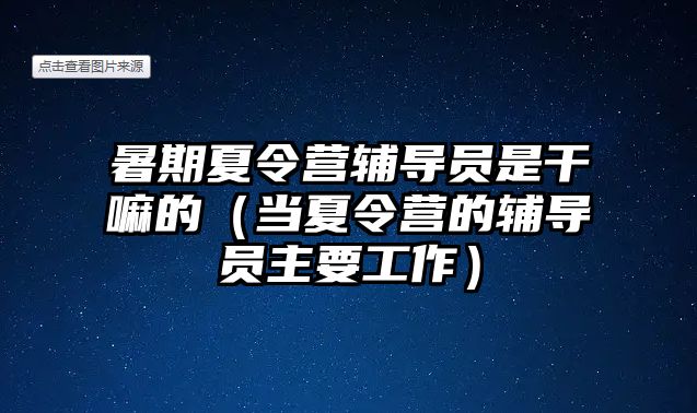 暑期夏令營輔導員是干嘛的（當夏令營的輔導員主要工作）