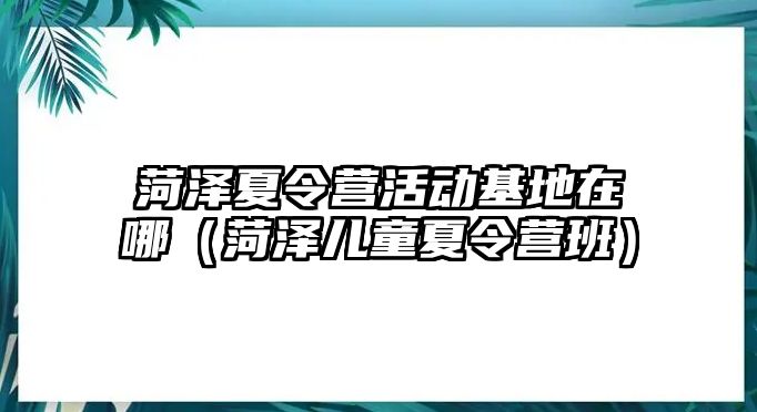 菏澤夏令營活動基地在哪（菏澤兒童夏令營班）