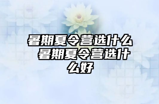 暑期夏令營選什么 暑期夏令營選什么好