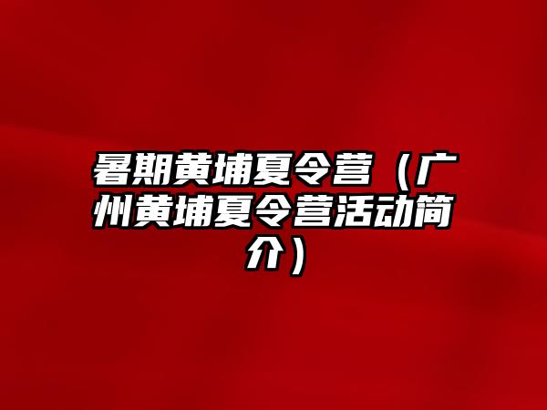 暑期黃埔夏令營（廣州黃埔夏令營活動簡介）