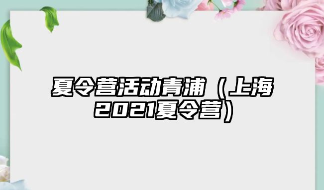 夏令營活動青浦（上海2021夏令營）