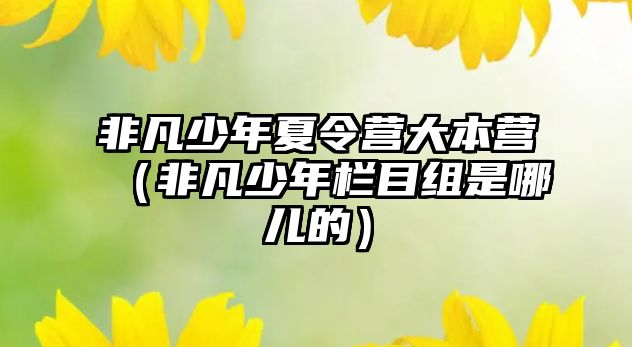 非凡少年夏令營大本營（非凡少年欄目組是哪兒的）