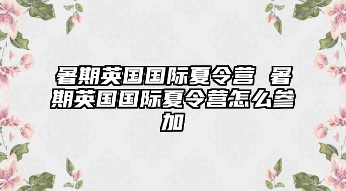 暑期英國國際夏令營 暑期英國國際夏令營怎么參加