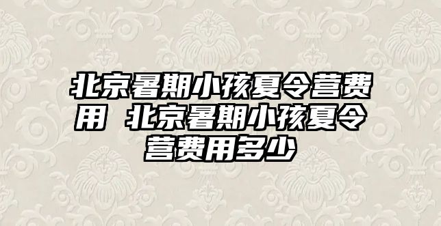 北京暑期小孩夏令營費用 北京暑期小孩夏令營費用多少