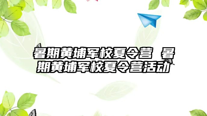 暑期黃埔軍校夏令營 暑期黃埔軍校夏令營活動