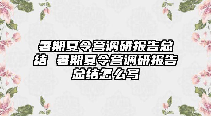 暑期夏令營調研報告總結 暑期夏令營調研報告總結怎么寫