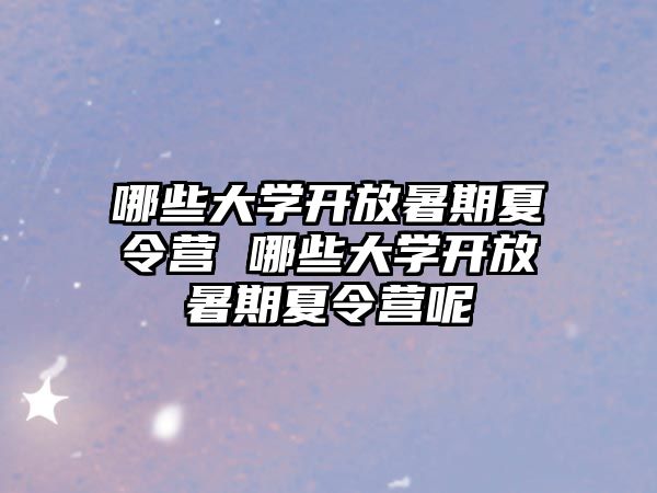 哪些大學開放暑期夏令營 哪些大學開放暑期夏令營呢