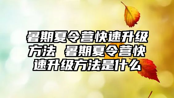 暑期夏令營快速升級方法 暑期夏令營快速升級方法是什么