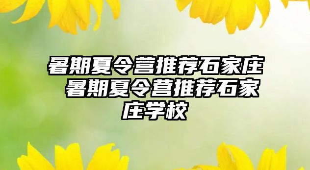 暑期夏令營推薦石家莊 暑期夏令營推薦石家莊學校