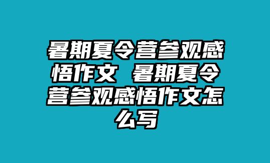 暑期夏令營參觀感悟作文 暑期夏令營參觀感悟作文怎么寫