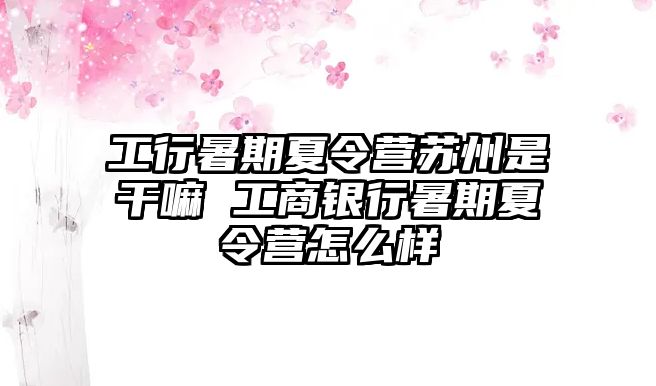 工行暑期夏令營蘇州是干嘛 工商銀行暑期夏令營怎么樣