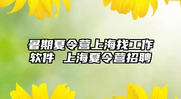 暑期夏令營上海找工作軟件 上海夏令營招聘