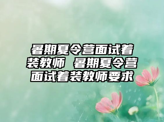 暑期夏令營面試著裝教師 暑期夏令營面試著裝教師要求