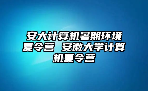 安大計算機暑期環境夏令營 安徽大學計算機夏令營