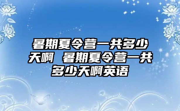 暑期夏令營一共多少天啊 暑期夏令營一共多少天啊英語