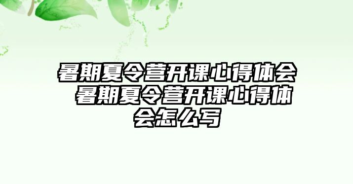 暑期夏令營開課心得體會 暑期夏令營開課心得體會怎么寫