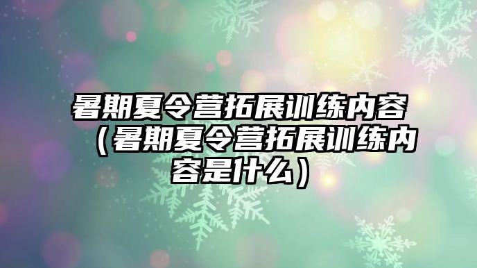 暑期夏令營拓展訓練內容（暑期夏令營拓展訓練內容是什么）