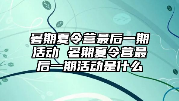 暑期夏令營最后一期活動 暑期夏令營最后一期活動是什么