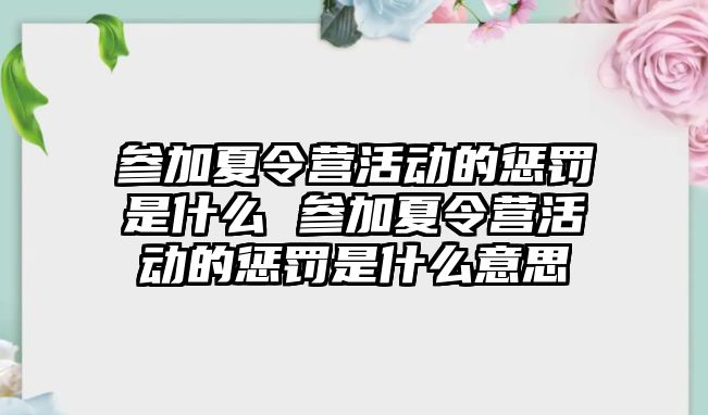 參加夏令營活動的懲罰是什么 參加夏令營活動的懲罰是什么意思