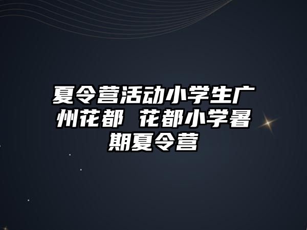 夏令營活動小學生廣州花都 花都小學暑期夏令營